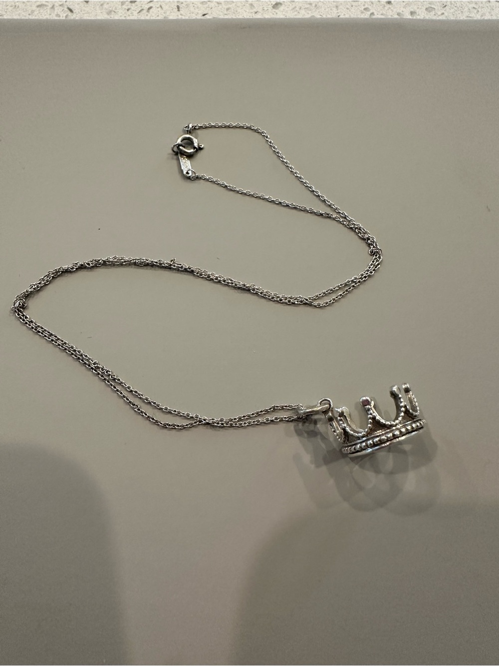 Tiffany &. Co Silver Crown Pendant Necklace